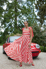 The Pippa Dress in Poppy/Antique Stripe