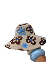 Hand Painted Big Brim Hat - Size S