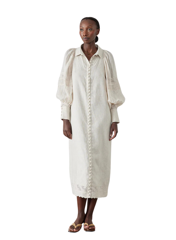 Florence Linen Ramie Embroidered Dress