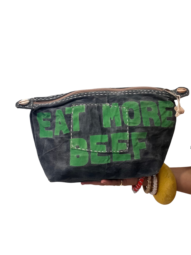 EAT MORE BEEF Large Navy Clutch