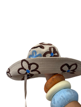 Hand Painted Big Brim Hat - Size S