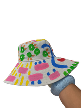 Hand Painted Big Brim Hat- Size L