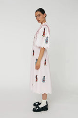 Embroidered Message in a bottle dress- Pink