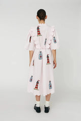 Embroidered Message in a bottle dress- Pink