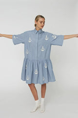 Embroidered Anchor Dress