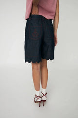 Denim Scallop Shorts