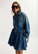 Pleated denim Shorts