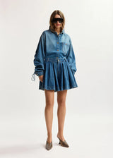 Pleated denim Shorts