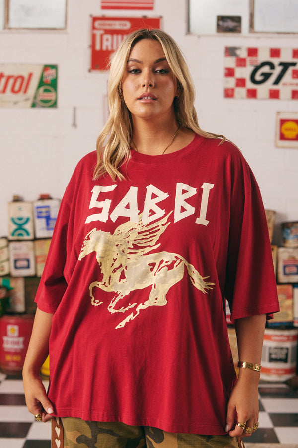 Sabbi Rhinestone Tee- Maroon