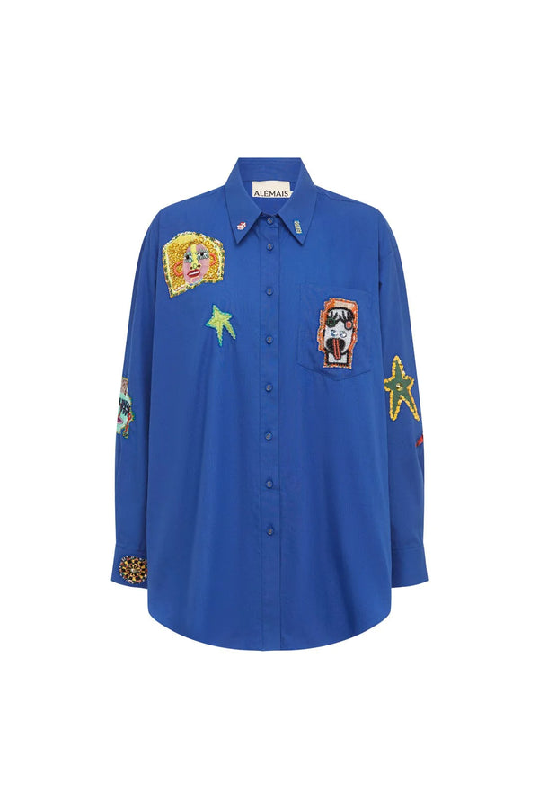 Players Embroidered Shirt- Blue