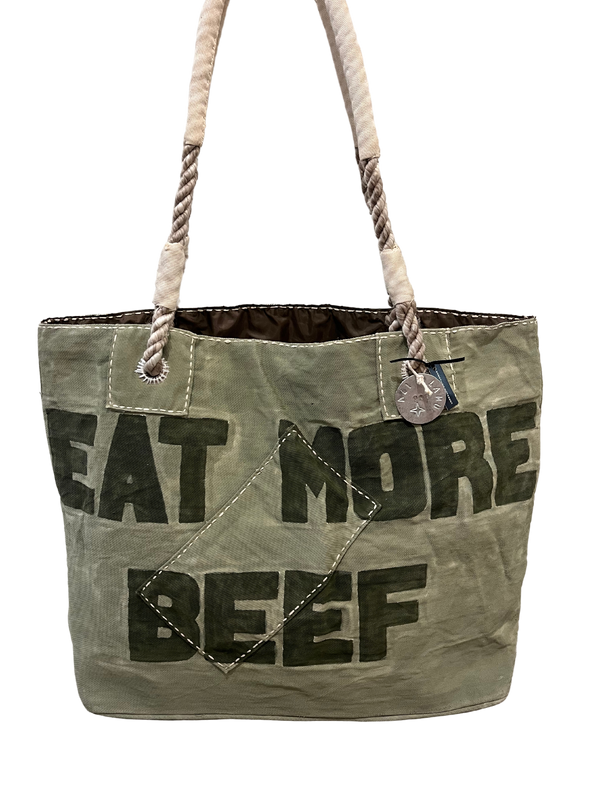 EAT MORE BEEF Shoulder bag- Khaki