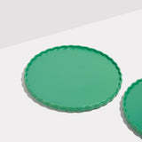 TWO X WAVE DINNER PLATES - GREEN