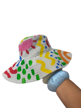 Hand Painted Big Brim Hat- Size L