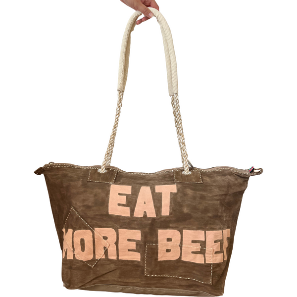 Ali Lamu Brown EAT MORE BEEF Weekender Bag