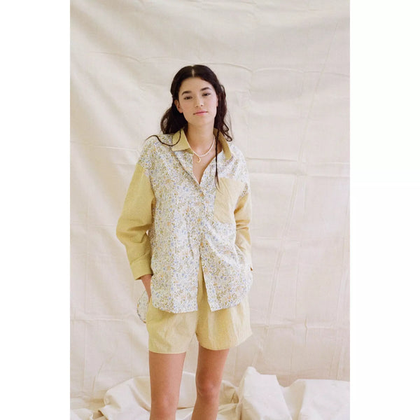 The Joni Shirt- Floral Yellow Check