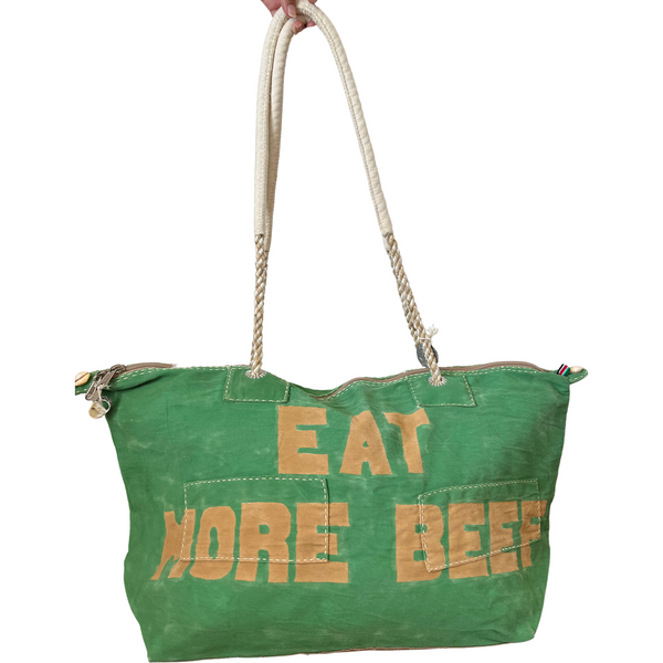 PRE ORDER- Ali Lamu Green EAT MORE BEEF Weekender Bag