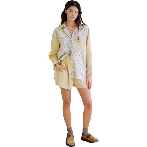 The Joni Shirt- Floral Yellow Check