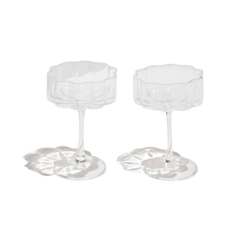 Two Wave Coupe Glasses - Clear