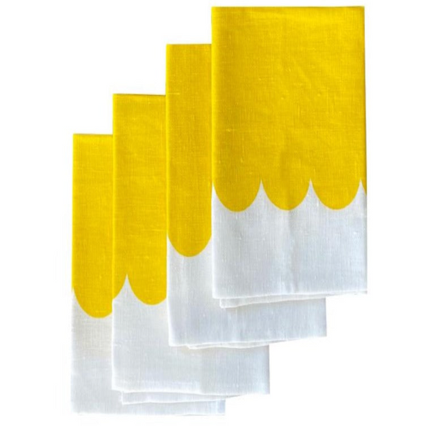 Yellow Scallop Linen Napkins (Set of 4)