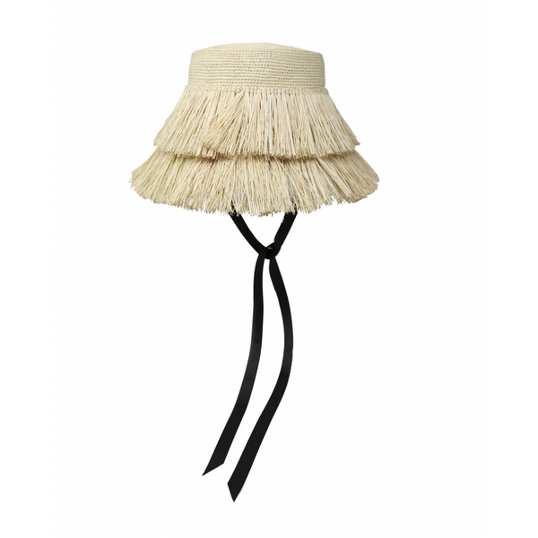 Frayed Lampshade Hat- Natural
