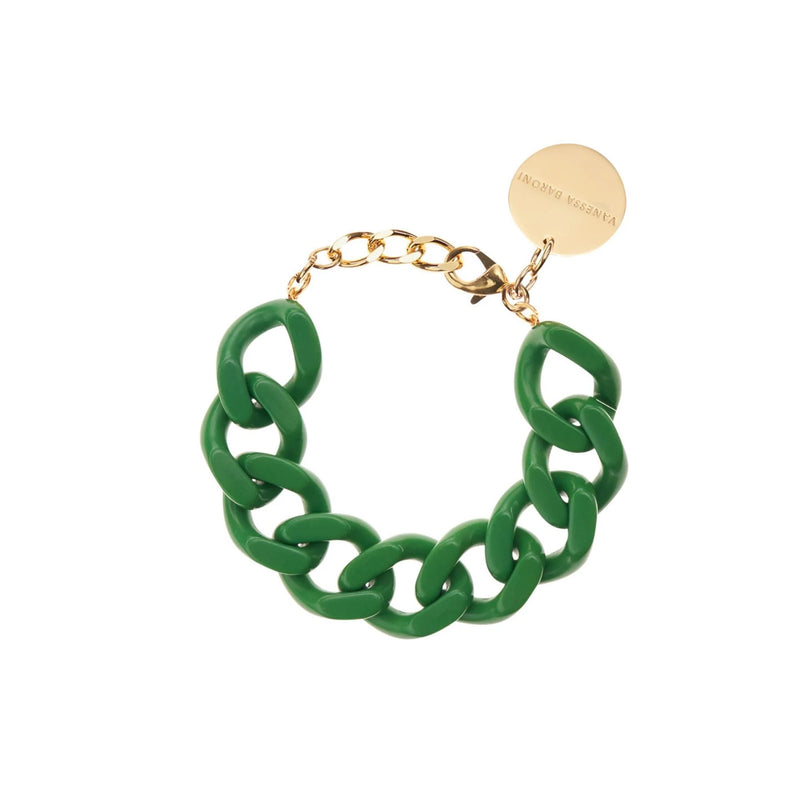 Flat Chain Link Bracelet- Green